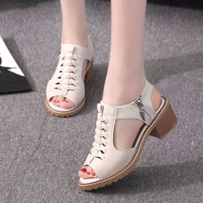 Sandal nữ cao gót phong cách Hàn Quốc - Kem - SD02K